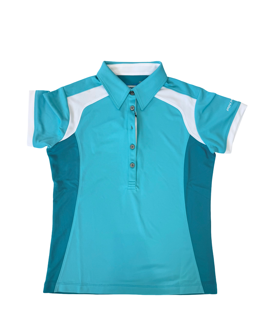 Pin High Ladies Polo | Charla Teal Blue white