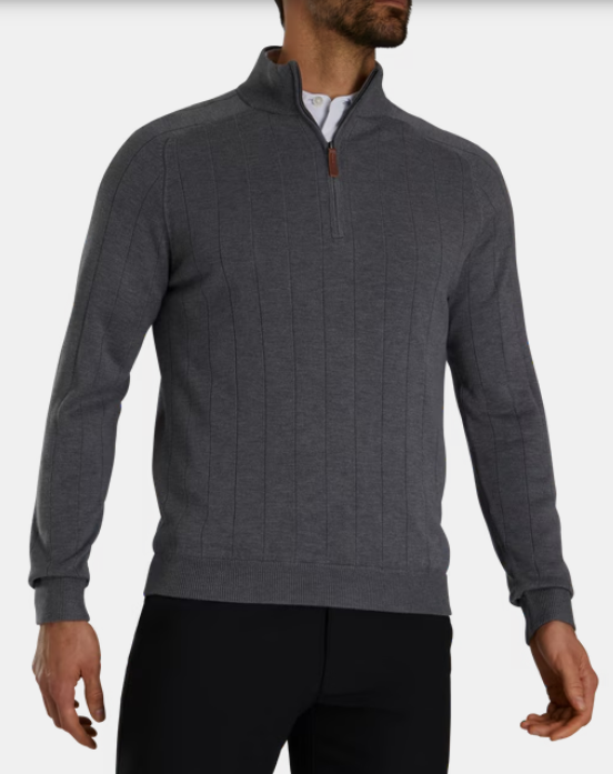 FootJoy Drop Needle Pullover | Heather Charcoal