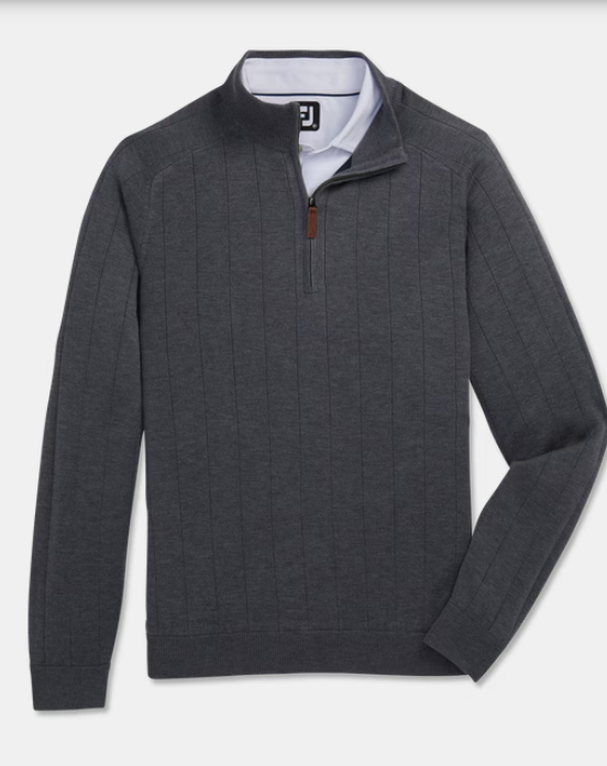 FootJoy Drop Needle Pullover | Heather Charcoal