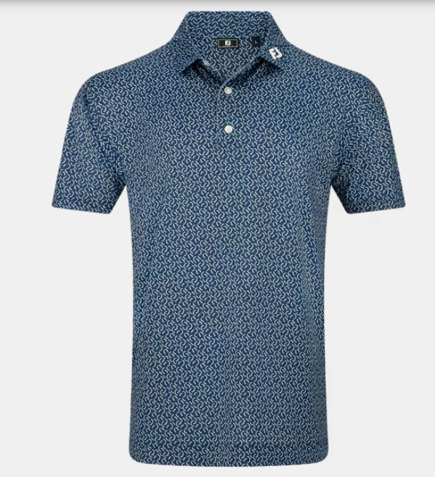 FootJoy Polo Arc Geo Lisle | Navy White Sunshine