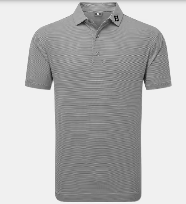FootJoy Polo Micro Feeder Stripe Lisle | Black Grey