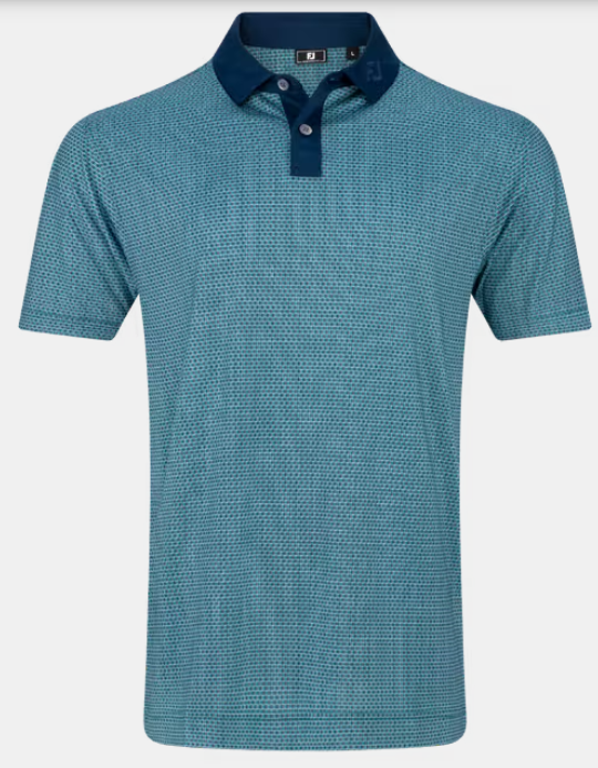 FootJoy Polo Texture Check Lisle | Forrest Green Navy