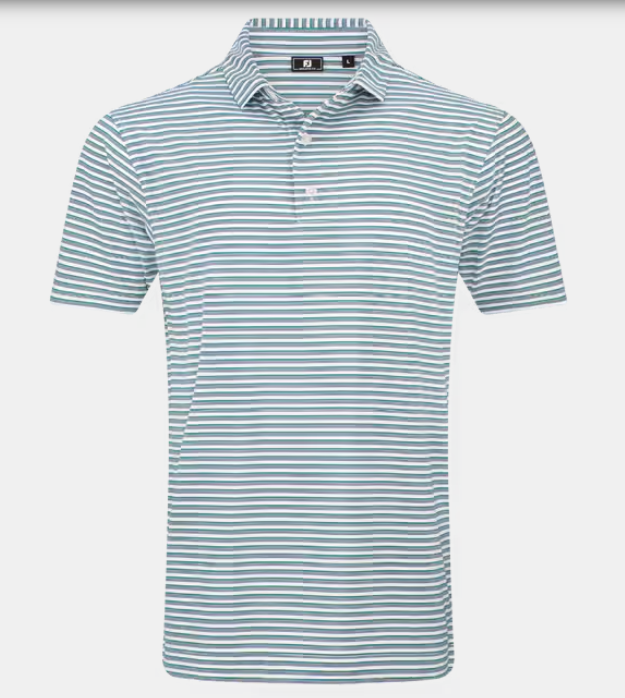 FootJoy Polo Shadow Stripe Lisle | White Field Green Navy