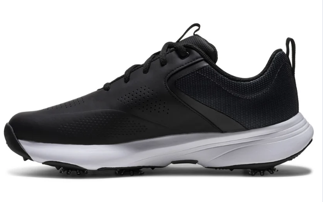 FootJoy Qualifier Wide Spiked Mens Golf Shoe | Black  White  Steel Grey