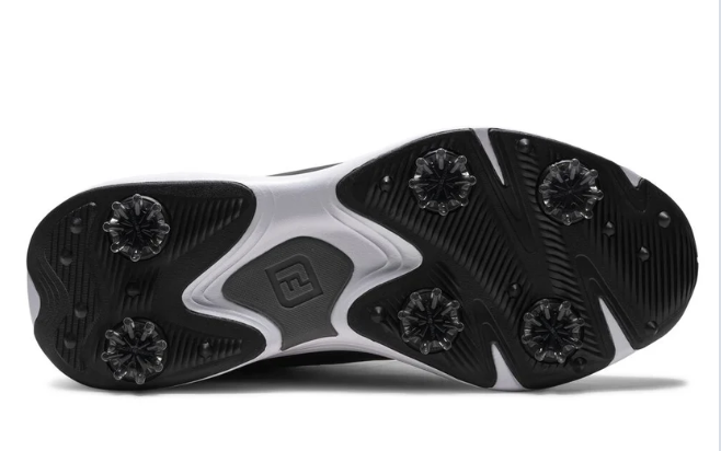 FootJoy Qualifier Wide Spiked Mens Golf Shoe | Black  White  Steel Grey