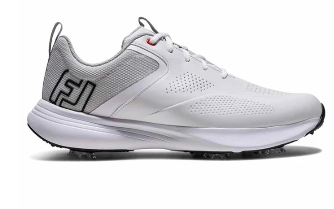 FootJoy Qualifier Wide Spiked Mens Golf Shoe | White White Gray