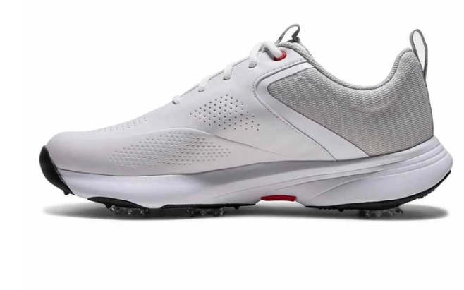 FootJoy Qualifier Wide Spiked Mens Golf Shoe | White White Gray