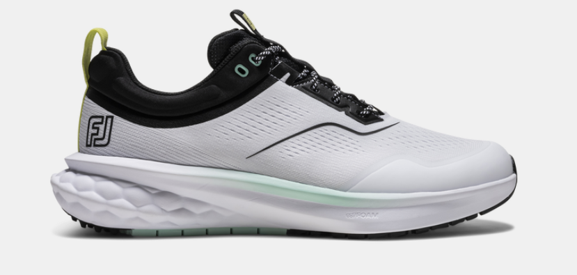 FootJoy Quantum Textile Mens Golf Shoes | White Black Evening Primrose