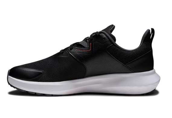 FootJoy Mens QMotion Golf Shoes | Black Ebony Red